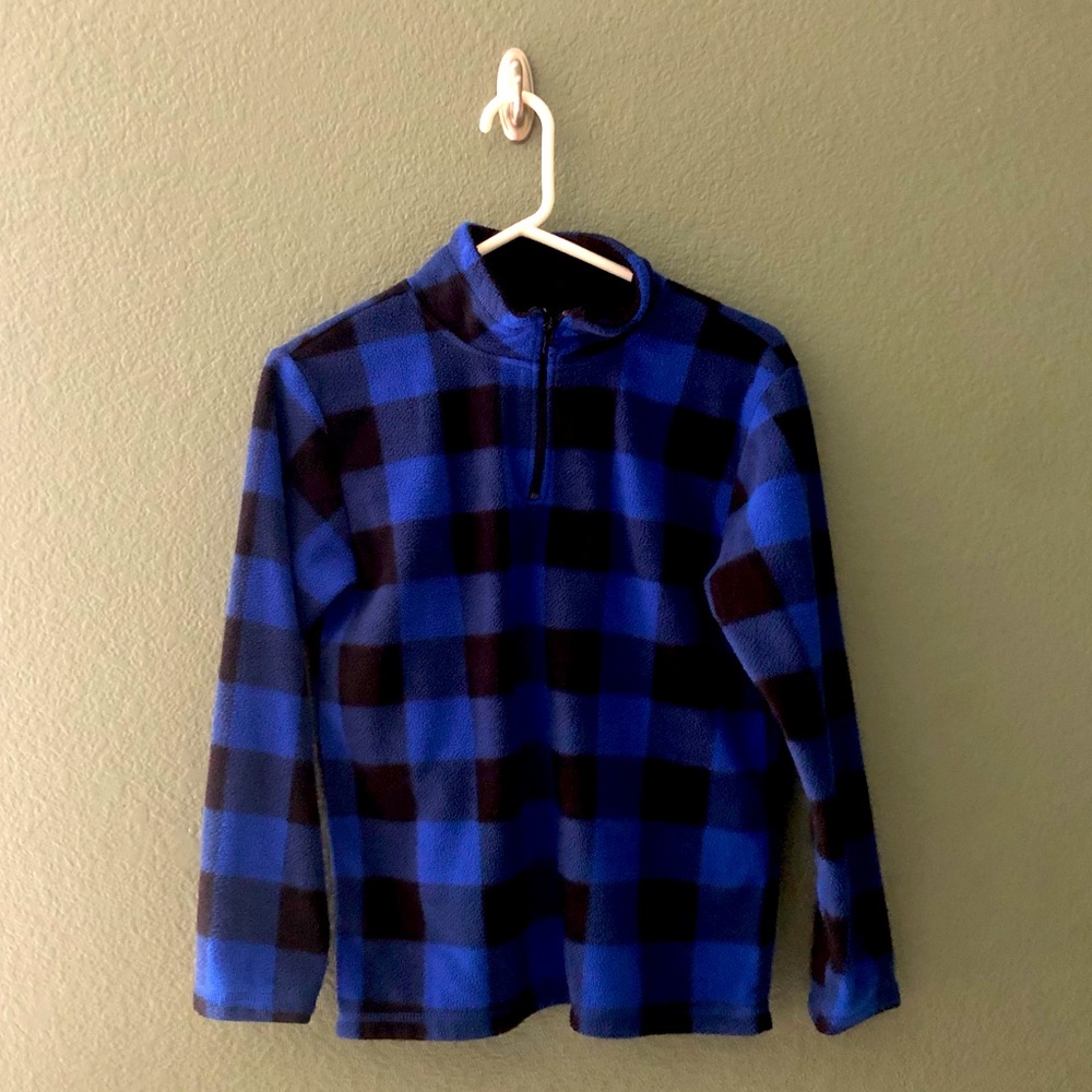Long Sleeve Buffalo Plaid Fleece Pullover